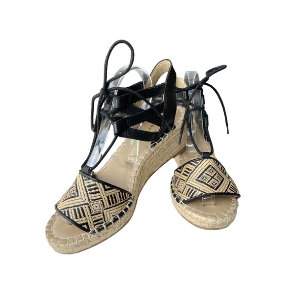 Rockport Aztec print black and tan lace up wedges womens shoes size 8 - Picture 4 of 14